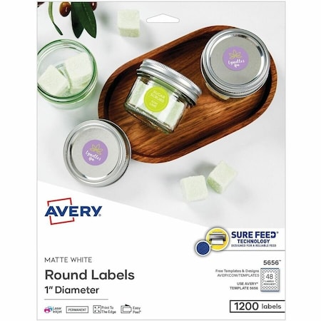 Avery Printable Round Labels, PK1200 05656