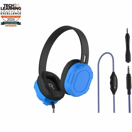 Max Cases MAX HEADPHONE-X W/BRAIDED CABLE, INLINE VOLUME CONTROL AND BUILT-IN MICROPHONE MC-HPX-BLU