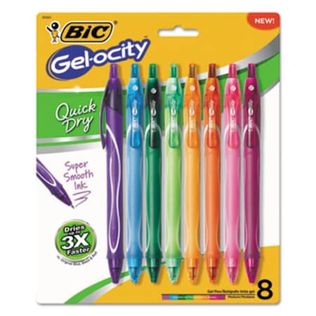 Bic Gelocity Quick Dry Retractable Gel, Assorted Ink, Medium RGLCGAP81AST