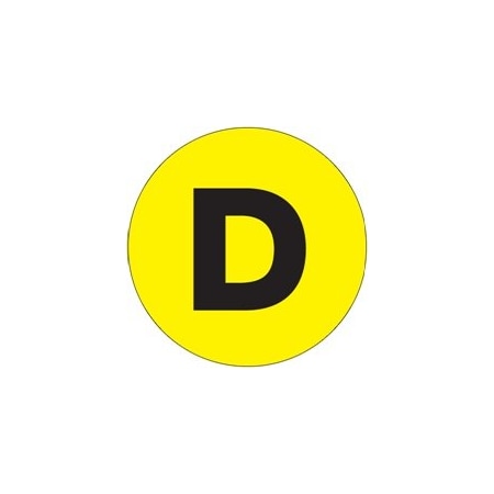 Bubblefast 2'' Circle - ''D'' Fluorescent Yellow Letter Labels BFDL7007