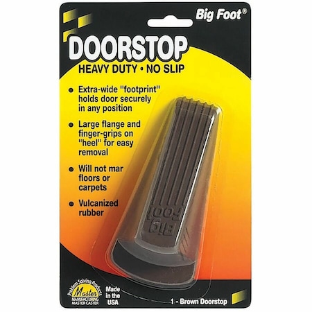 Master Mfg Co Master, BIG FOOT DOORSTOP, NO SLIP RUBBER WEDGE, 2.25W X 4.75D X 1.25H, BROWN 00920