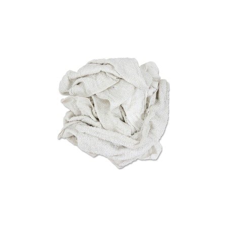 Taskbrand 25 lb. Economy Terry Rags, For Kitchen, Janitorial, General Purpose, Towel, White, 1 Carton 537-25