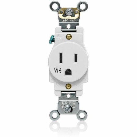 Leviton Single Receptacle, 15A, White, 125V W5261-W