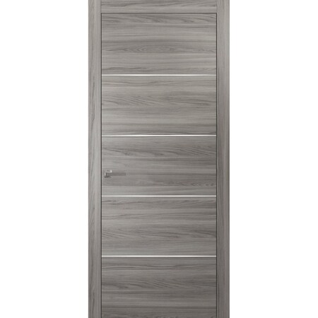 Sartodoors Modern Wood Interior Door with Hardware, Planum 0020 Ginger Ash, Single Panel Frame Trims, Bathroom PLANUM0020ID-GA-42