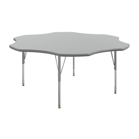 Flash Furniture Wren 60 in Flower Adjustable Height Activity Table, Thermal Laminate Top, Short Legs, Gray XU-A60-FLR-GRY-T-P-GG