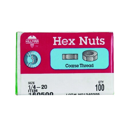 Hillman 1/4 in. Zinc-Plated Steel USS Hex Nut 160500
