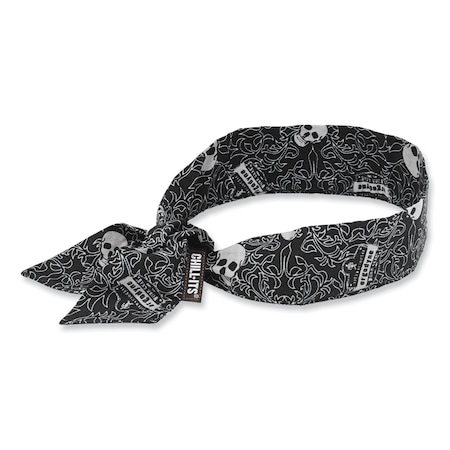 Ergodyne Chill-Its 6700 Cooling Bandana Polymer Tie Headband, One Size Fits Most, Skulls 12329