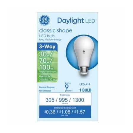 Current GE LED 313W A19 Bulb 93130564