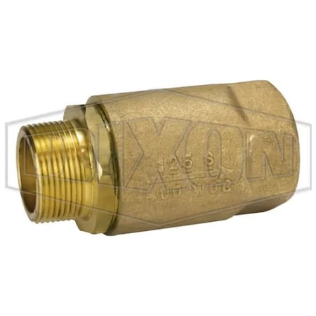 Dixon Ball Cone Check Valve, 1-1/4 in Nominal, MNPT x FNPT End Style, Brass Body, PTFE Seat Softgoods 61-206