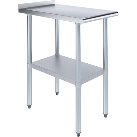Amgood 30 in. x 18 in. Stainless Steel Work Table, Narrow Filler Table with 1.5 in. Backsplash for AMG WT-3018-BS-Z