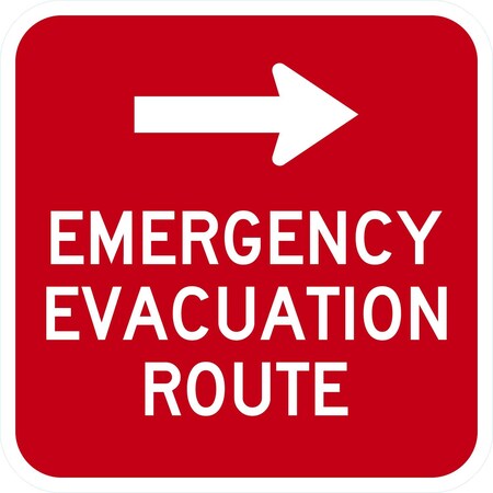 Lyle Emergency Evacuation Route With Right Arrow, 12x12, Engineer Grade, Red G-2276-EG_12x12