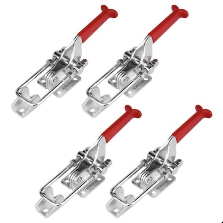 Powertec Toggle Clamp, 2000 lbs Cap., 40341 Adjustable U Bolt Latch, Antislip Hand Grip, 4PK 20306-P4N