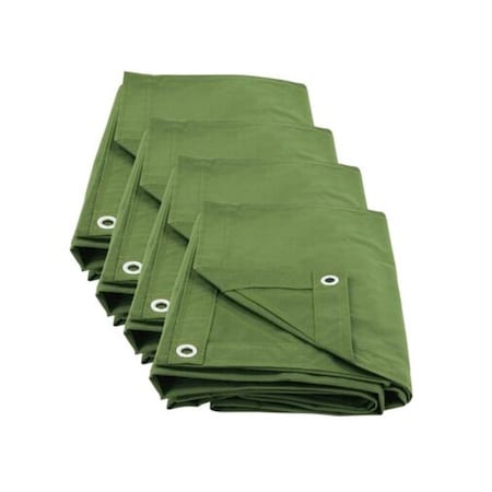 Mytee Products 8ft x 10ft Green Canvas Tarp 12oz Heavy Duty Water Resistant, 4PK CT8-10-Gx4