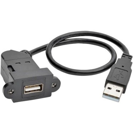 Tripp Lite USB Keystone Panel Mount Extension Coupler Cable M/F Angled 1ft U024-001-KPA-BK