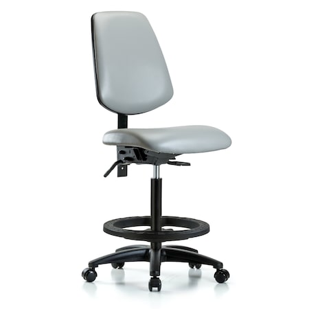 Blue Ridge Ergonomics Vinyl, Polyurethane Foam, Dove, 26" to 35" Seat Height, No Arms Arms, Rolling BR-VHBCH-MB-RG-T0-A0-BF-RC-8567