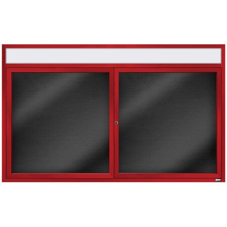 Aarco Enclosed Letter Board Directory w/ Powder Coated Red Aluminum Frame and Header, 36''Hx60''W, 2 Doors ADC3660HR