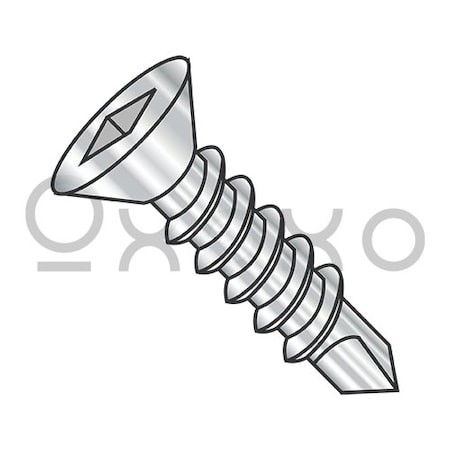 8-18X3/4 Square Drive Flat Head Self Drilling Screw Full Thread 410 Stainless Steel, 4500PK