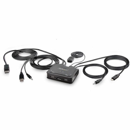 Startech.Com 2-PORT HYBRID USB-C DISPLAYPORT CABLE KVM SWITCH, 4K 60HZ, COMPACT KVM WITH 6FT/1.8M C2-D46-UAC-CBL-KVM
