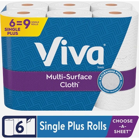 Viva Multi-Surface Cloth Choose-A-Sheet Single Plus Paper Towels, 6 Single Plus 49413