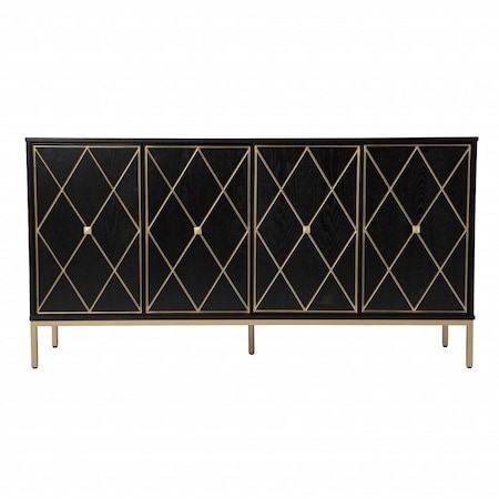 Homeroots Black and Gold Harlequin Sideboard Storage Cabinet 401673