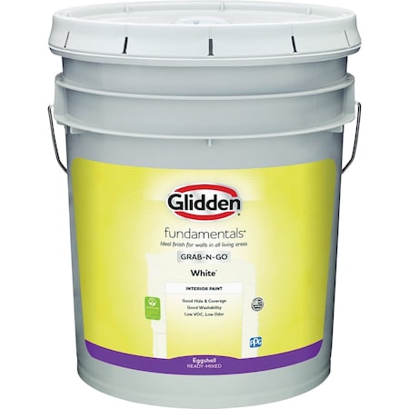 Glidden Fundamentals Grab-N-Go Eggshell Interior Paint Wht 5 Gal. GLFIN50WHT/05