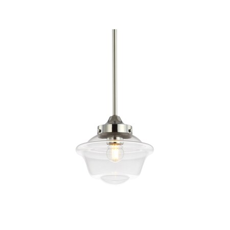 Jonathan Y Kurtz 7.25" Adjustable Drop Metal/Glass LED Pendant, Chrome JYL3516B