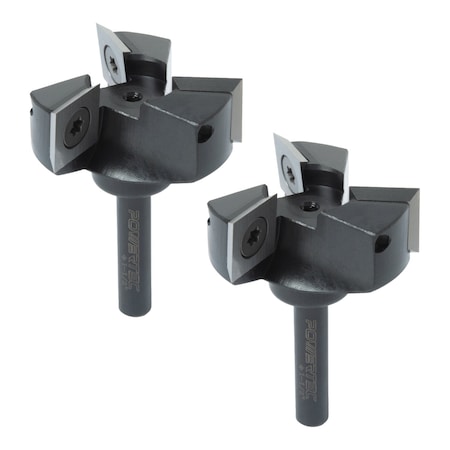 Powertec Slab Flattening Router Bit - 3-Wing Carbide Inserts with 1/4in Shank, 1-1/2in Cutting Diameter, 2PK 73053-P2N