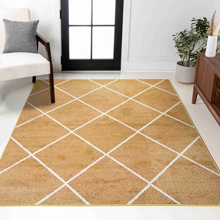 Jonathan Y Cole Minimalist Diamond Trellis Gold/White 8 ft. x 10 ft. Area Rug SEU102E-8