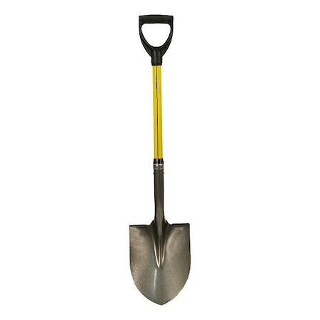 Nupla Round Point Shovel, 14 ga Not Applicable Blade, Steel Blade, Rear Rolled, 30 in L Yellow 75.69-230