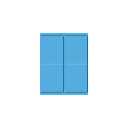 Bubblefast 4 x 5'' Fluorescent Bright Blue Rectangle Laser Labels-4 Labels per Sheet BFLL181BB