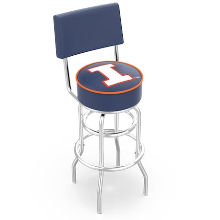 Holland Bar Stool Co 25" Chrome 2-Ring Illinois Swivel Bar Stool, Back L7C425IlliniU