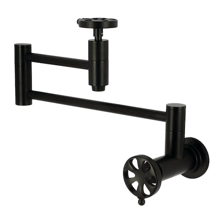 Kingston Brass Wall Mount Pot Filler Faucet, Matte Black KS8100RX