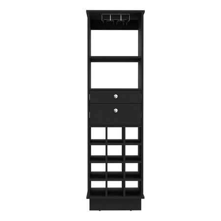 Homeroots 63in Black Wood Bar Cabinet With Two Drawers 535070