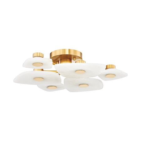 Hudson Valley Lighting Holmdel 6 Light Semi Flush 27.75 In. Aged Brass 7828-AGB