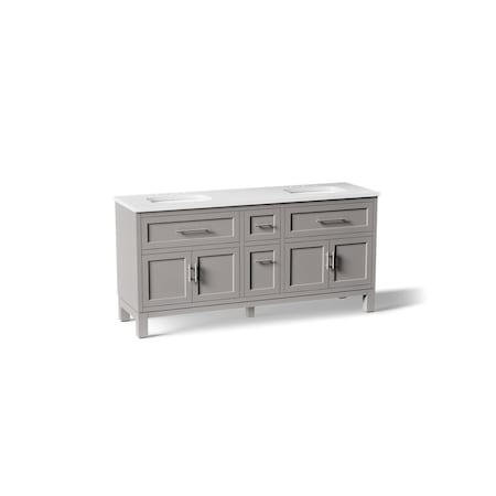 Kohler Quo 72" bathroom vanity cabinet with sinks and quartz top 31247-ASB-1WT