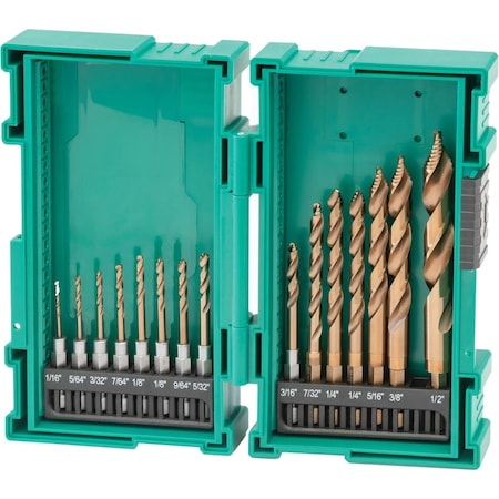 Grizzly Pro 15 Pc. M35 Cobalt Step Point Drill Bit Set T34016