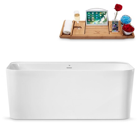 Streamline 59.1 in L, 28.7 in W, Glossy White, Acrylic, Center N2100WH
