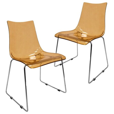 Leisuremod Lima Modern Acrylic Chair, Amber, 2PK LC19A2
