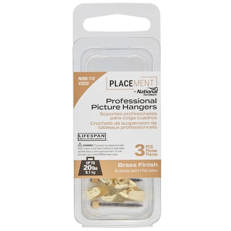 National Hardware V2532-20 Professional Premium Picture Hangers with 20 lb Weight Capacity, 3PK N260-112