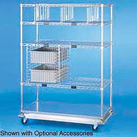 Global Industrial Nexel 5 Shelf Truck, Chrome, 48"W x 18"D x 69"H, Polyurethane Plate Casters, 4 Swivel 251292