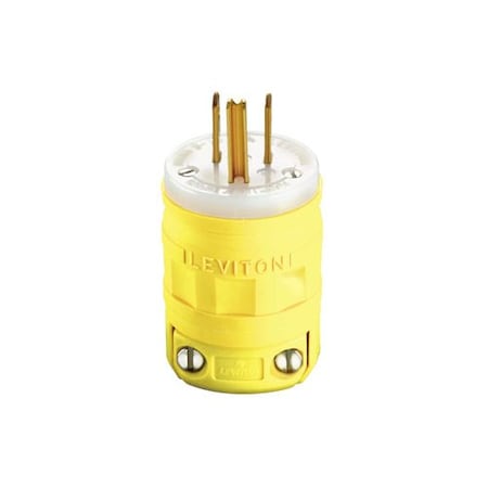 Leviton Straight Blade Plug, 5-15P, 15 A, 125V AC, 2 Pole, Screw Terminals, Grounded 1447-P