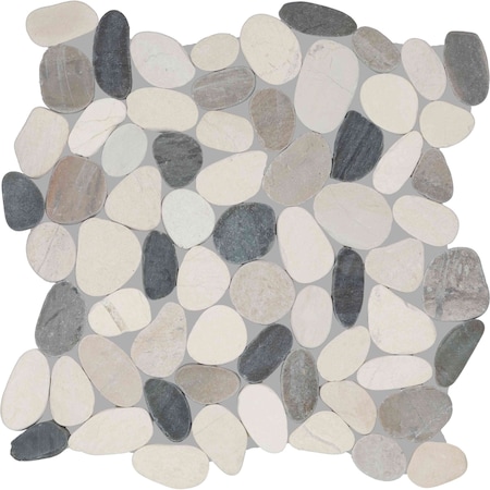 Daltile Pebble Oasis Natural Stone Flat Pebble Mosaic 12in x 12in in Tumbled Harbor, 11PK PB21FLTPEBMSTM