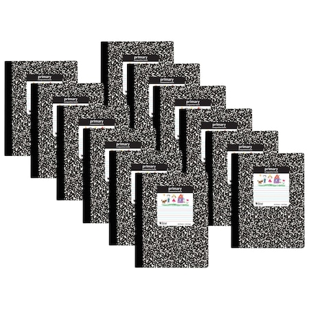 C-Line Products Composition Notebook, Primary Ruled, Black Marble, 12PK 22020