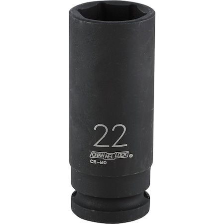 Channellock 1/2'' Drive 22 mm 6-Point Deep Metric Impact Socket 302920
