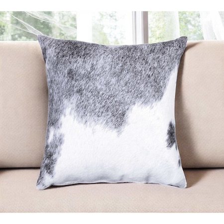 Homeroots 18" Gray and White Cowhide Throw Pillow 544619