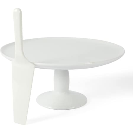 Martha Stewart 12 Inch Fine Ceramic Round Cake Stand With Server in White 750121012M