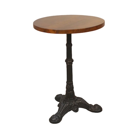 Homeroots 28" Black And Wood Brown Solid Wood And Iron Round End Table 493237