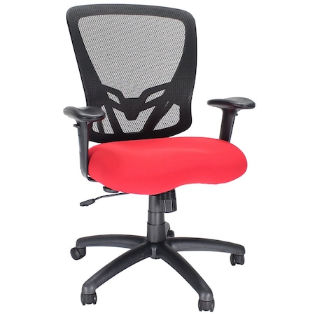 We'Re It We're it, Zapp Series Black Mesh Back Adjustable Task Chair with Red Fabric Seat and Black Frame OFD500F-RED