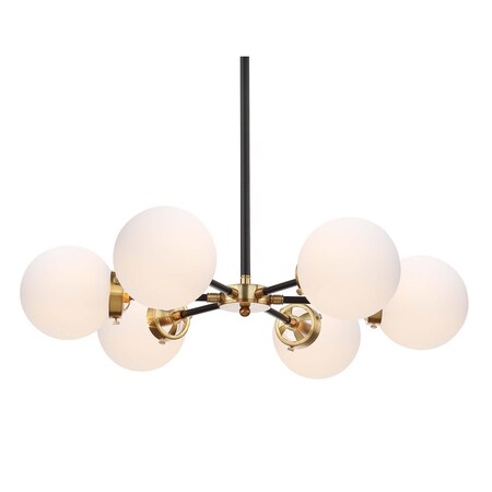 Jonathan Y Caleb Adjustable 6-Light 28" Brass Cluster Pendant Brass Gold/Black JYL9059B