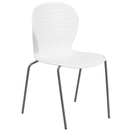 Flash Furniture Stack Chair, Plastic, 551 lb. Capacity, Wht RUT-3-WH-GG